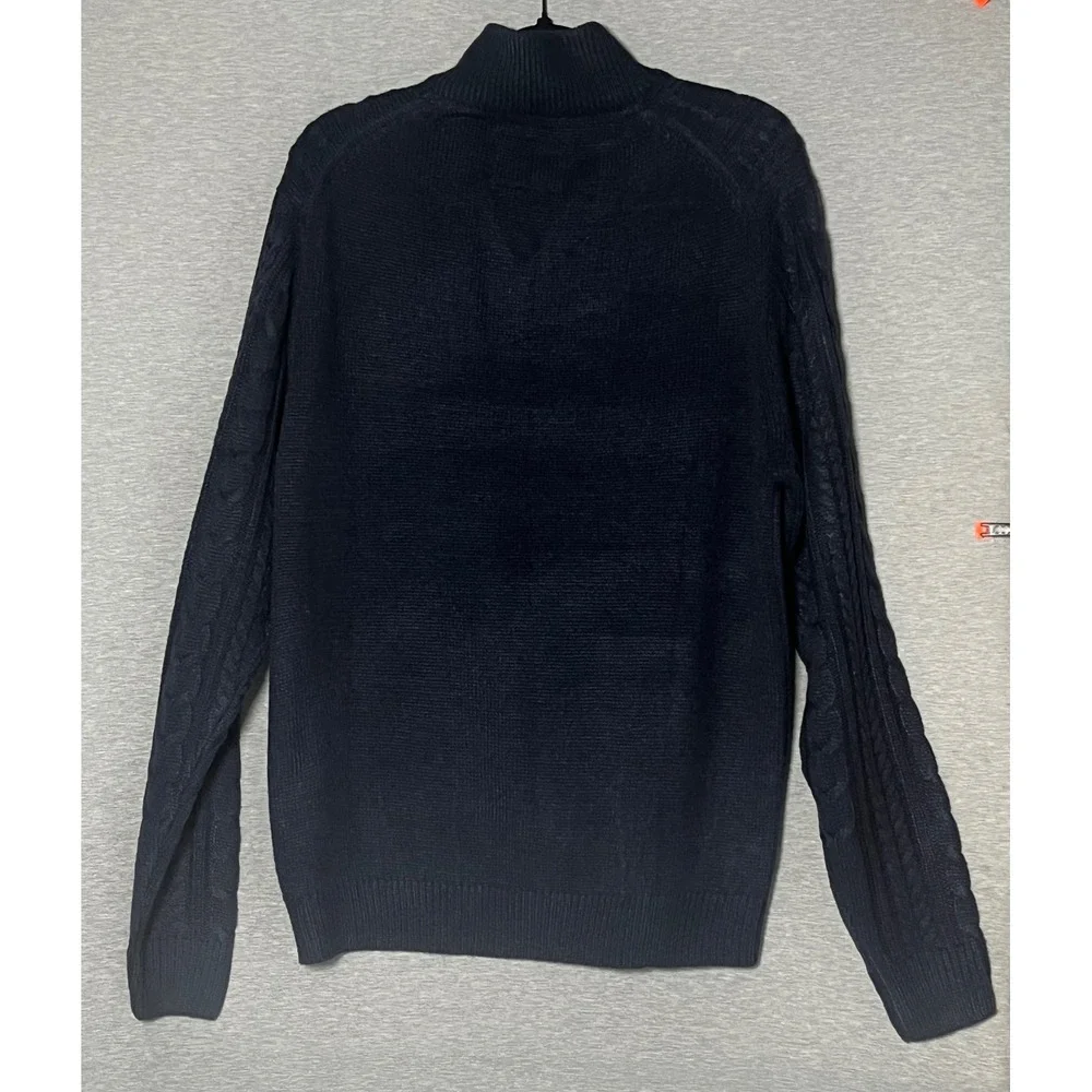 NWT Weatherproof Vintage Mens Dark Indigo Cable Knit Quarter Zip Sweater Sz Lg